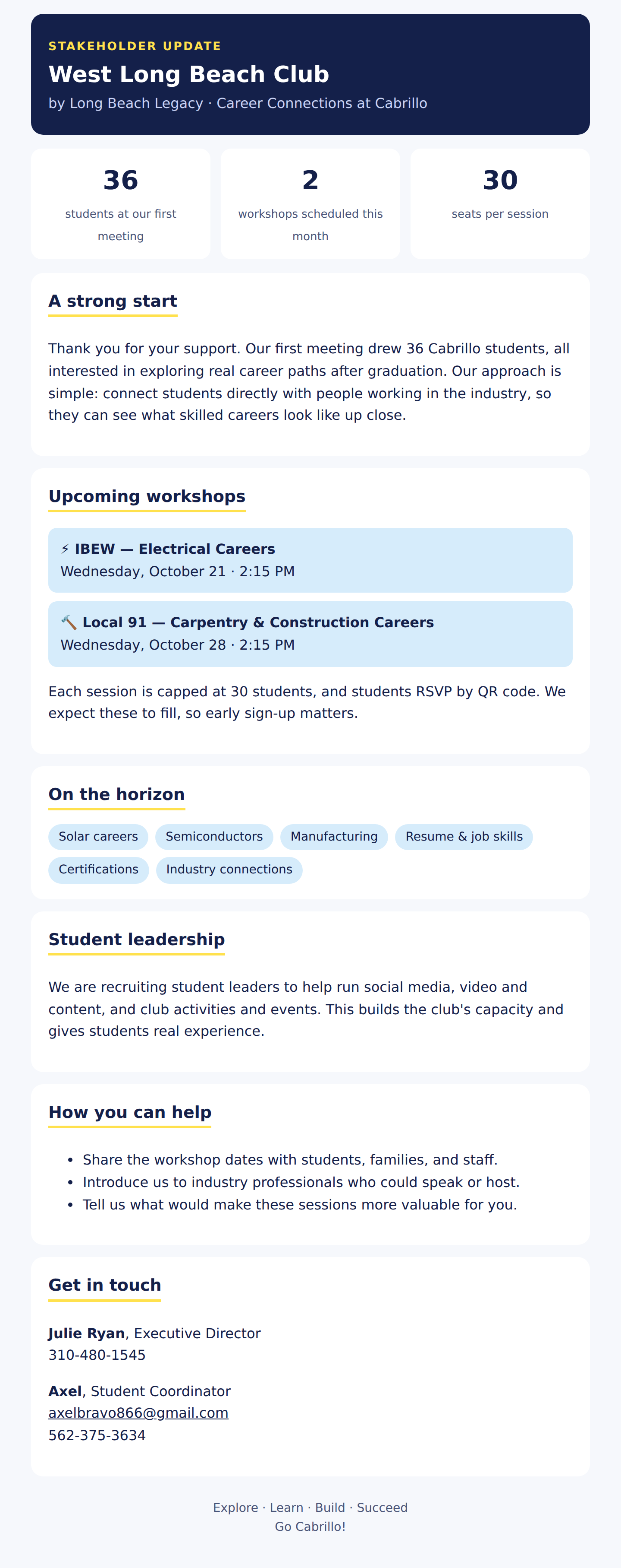 September 23 Stakeholder Newsletter