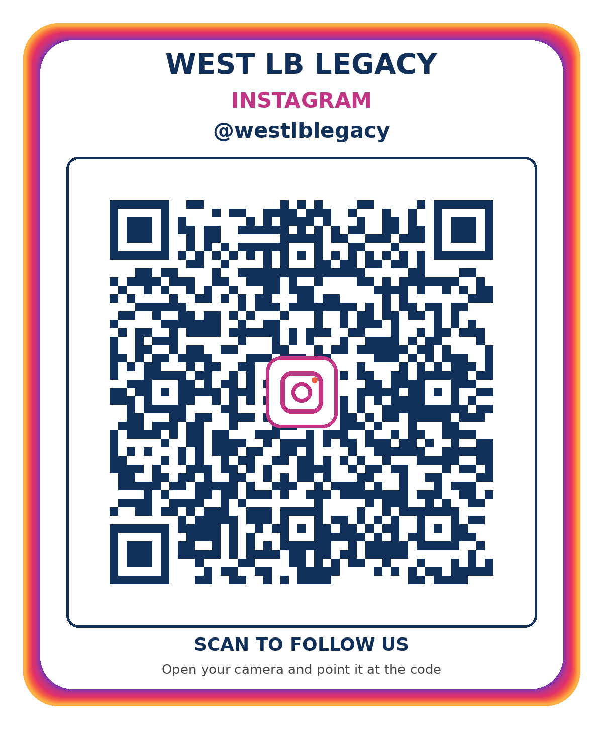 QR code linking to Instagram @westlblegacy